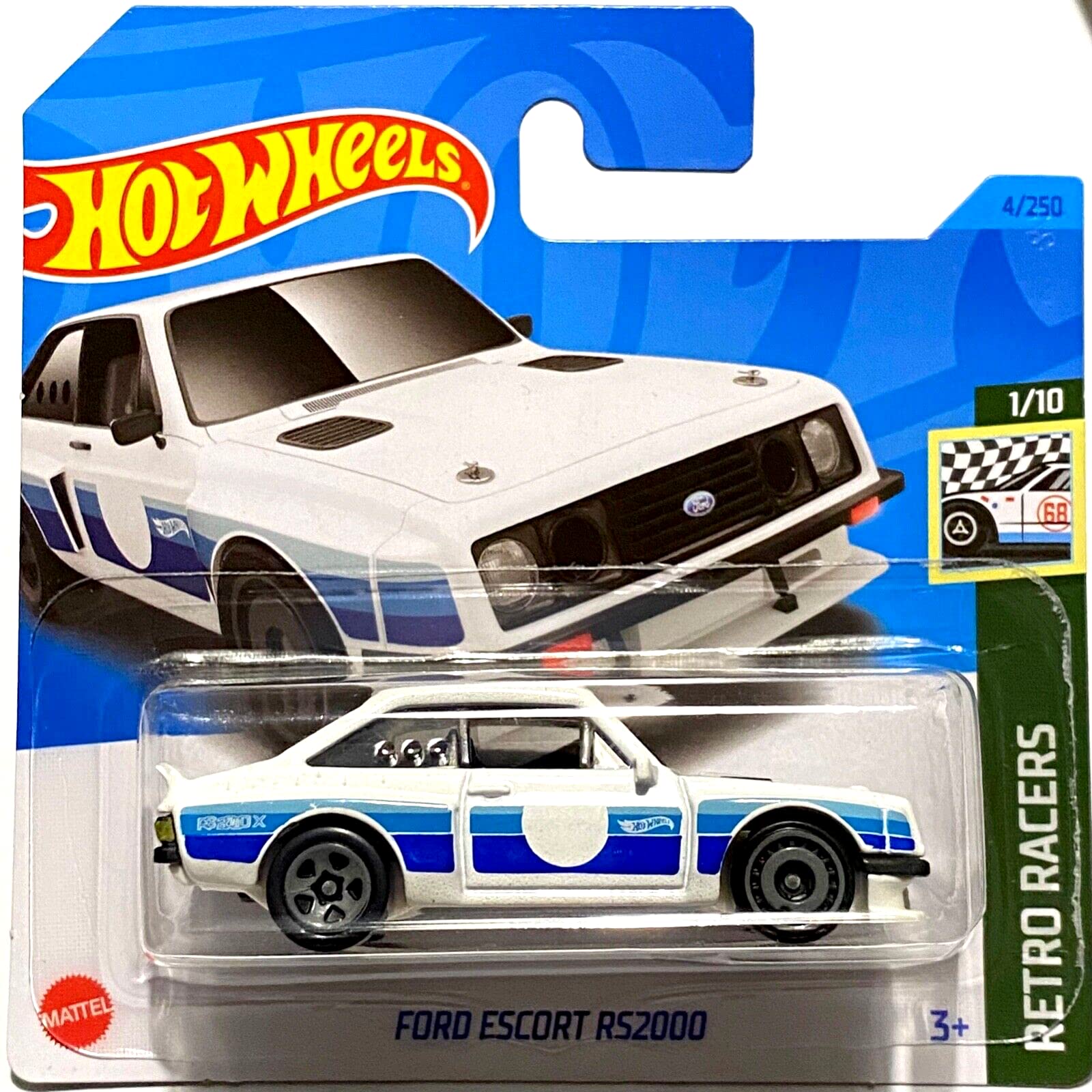2023 Hot Wheels Ford Escort RS2000 White & Blue 1/10 Retro Racers 4/250 (Short Card) HKG25