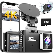 Dashcam 1440P Full HD Con Doppio Obiettivo - Visione Notturna, Parcheggio, 3 Pollici