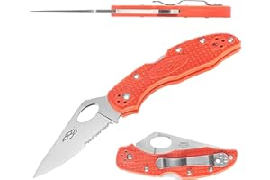 Firebird GANZO F759MS-OR Pocket Folding Knife 440C Stainless Steel Serrated Blade Anti-Slip Handle with Clip Fishing Camping EDC Utility Pocket Knife (Orange)
