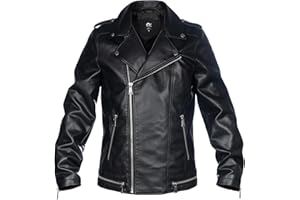 whattry Mens Faux Leather Jacket, Padded Windbreaker, Motorcycle Biker Bomber Coat with Hood