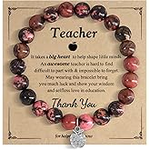 AILUOR Teacher Appreciation Gifts, Personalized Teacher Gifts Natural Stone Bracelet Teacher Gifts for Women, Thank You Gifts for Teacher End of Year Teacher Gifts Meaningful Gifts with Gift Message Card