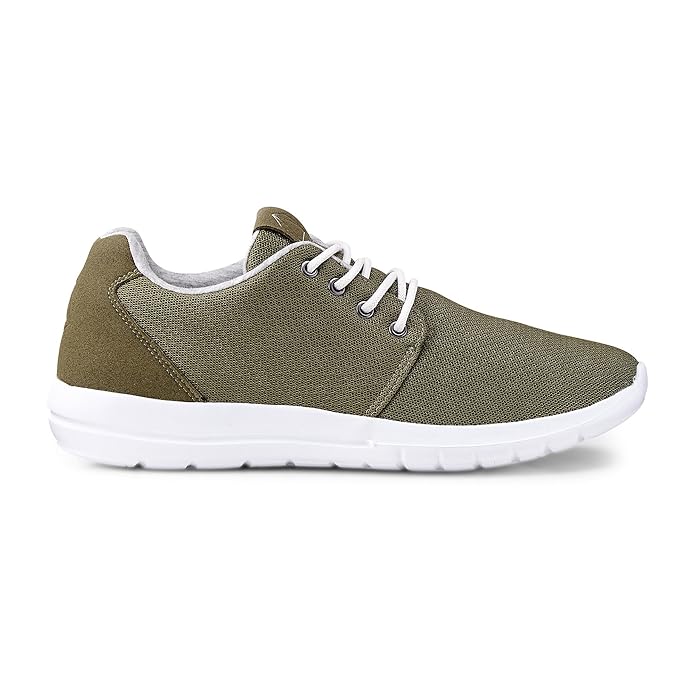 Another A Herren Herren Freizeit-Sneaker, grüne Freizeitschuhe mit Sportiver Laufsohle in Weiß