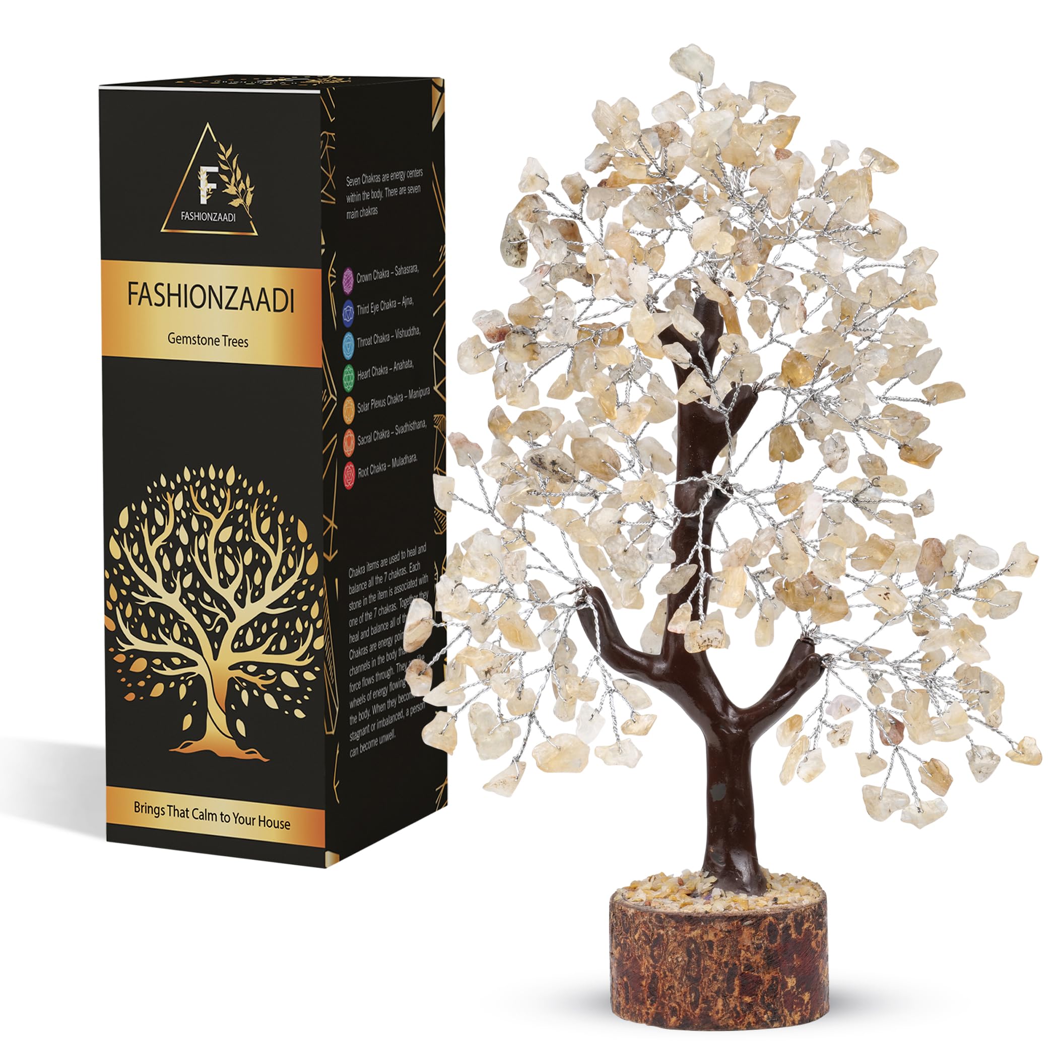 Citrine crystal tree,crystals and gemstones tree of life artificial bonsai Healing crystal tree, decorative home accessories, house warming gifts new home, gifts for women birthday unique, 10-12 inch