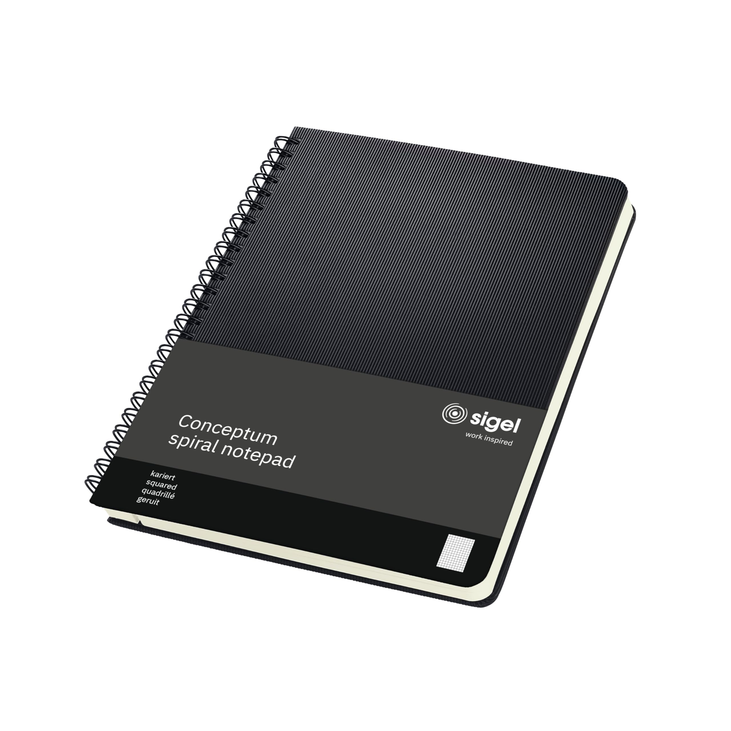 SIGEL CO822 Spiral Notepad, approx. A5, squaRed, hardcover, Black - Conceptum