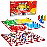 Ankit Toys &amp; Games Ludo &amp; Snakes and Ladders (Saap Seedhi) Board Game Set Classic 2in1 Family Fun for Kids and Adults for Ages 6+ | Travel-Friendly Strategy Game (Ludo Senior Red)