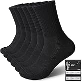 LWK Men's Bamboo Athletic Crew Socks - Long Socks for Men, Moisture Wicking Breathable Running Socks, 6 Pack Gift Box
