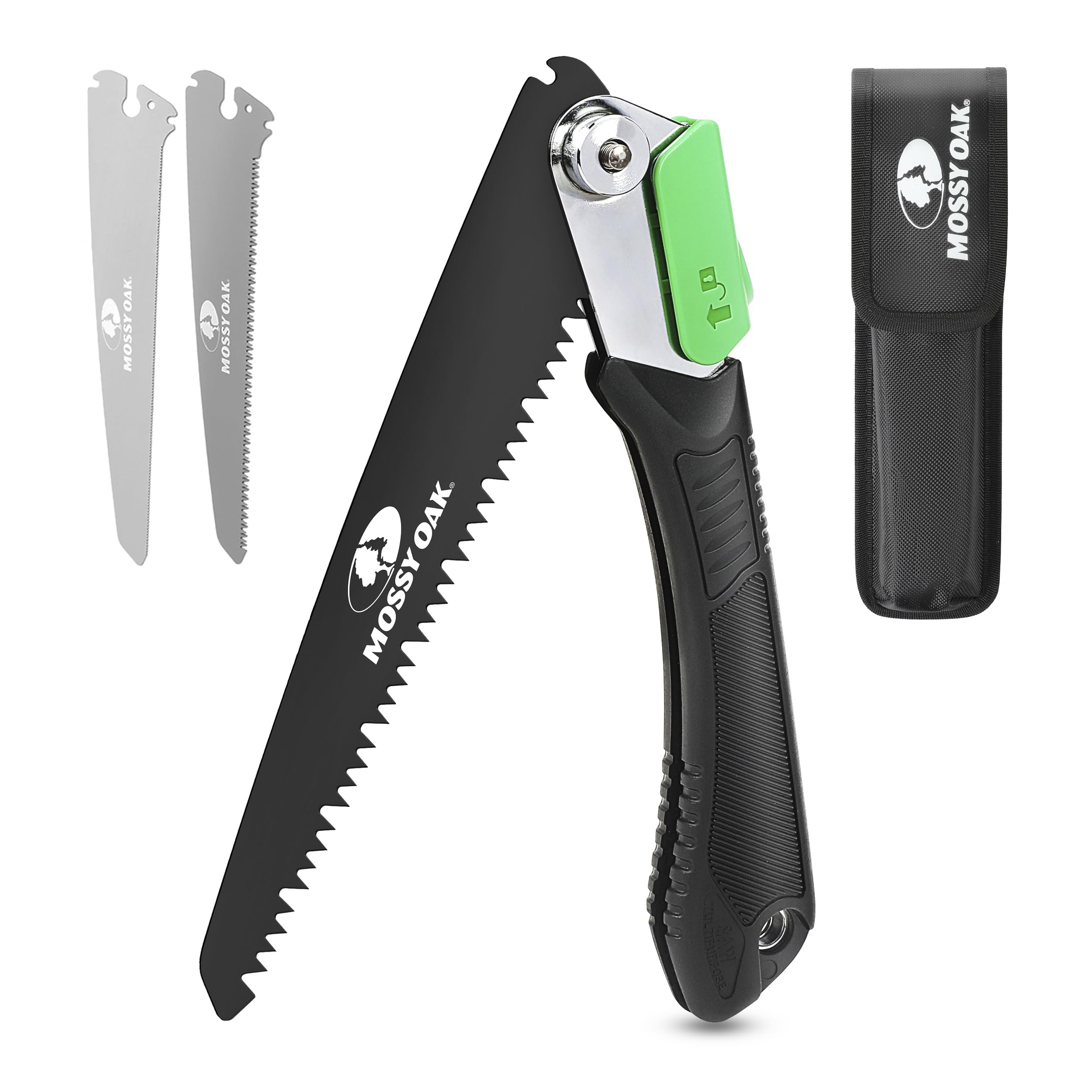 Mossy Oak 3-in-1 Folding Hand Saw Pruning Saw Includes 3 Sharp Blades Made of CR-V, Multifunctional Folding Saw for Garden, Glass, Tiles, Wood, Metal, Plastic