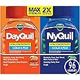 Vicks DayQuil & NyQuil Ultra Concentrated Liquicaps Co-Pack, Cold & Flu Medicine, Powerful Multi-Symptom Daytime & Nighttime Relief for Headache, Fever, Sore Throat, Minor Aches & Pains, & Cough, 96ct