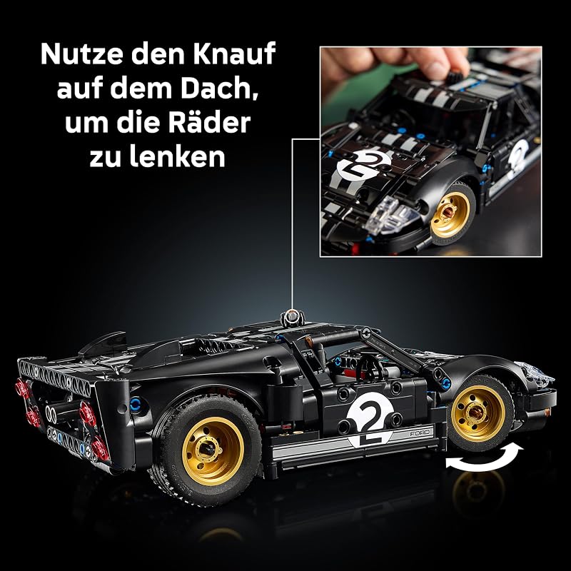 Technic 1966 Ford GT40 MKII Rennwagen - Bauset für Erwachsene - Modellauto zum Sammeln mit Lenkung und V8-Motor - Rennauto zum Ausstellen und Spielen - Geschenk für Männer und Frauen - 42223