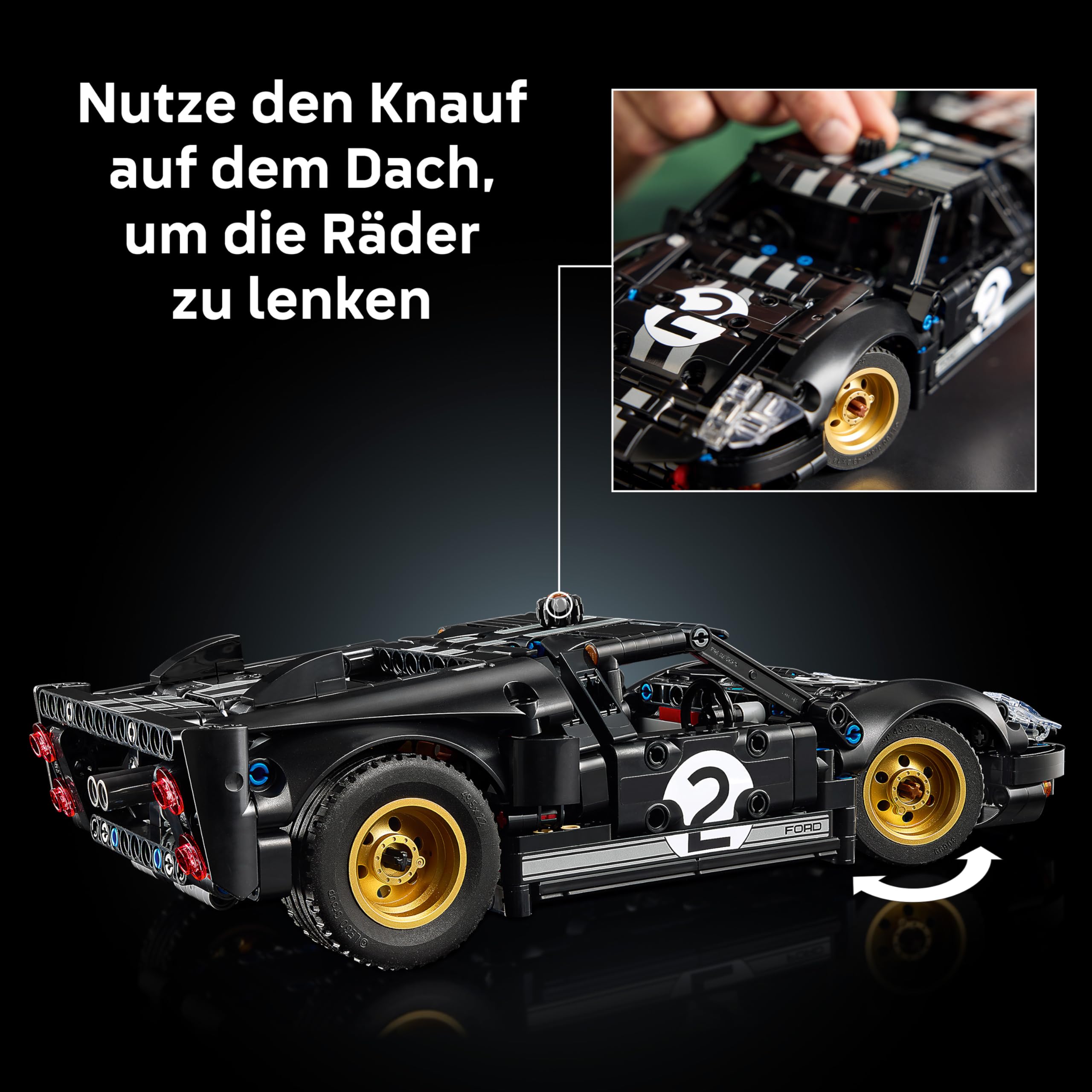 LEGO Technic 1966 Ford GT40 MKII Rennwagen - Bauset für Erwachsene - Modellauto zum Sammeln mit Lenkung und V8-Motor - Rennauto zum Ausstellen und Spielen - Geschenk für Männer und Frauen - 42223 5