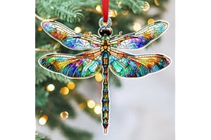 OASSIE Christmas Dragonfly Gifts for Women - Acrylic Christmas Ornaments 2025 for Tree with Card - Dragonflies Decor for Home Garden Decorations, Gifts Ideas for Mom Grandma Friends