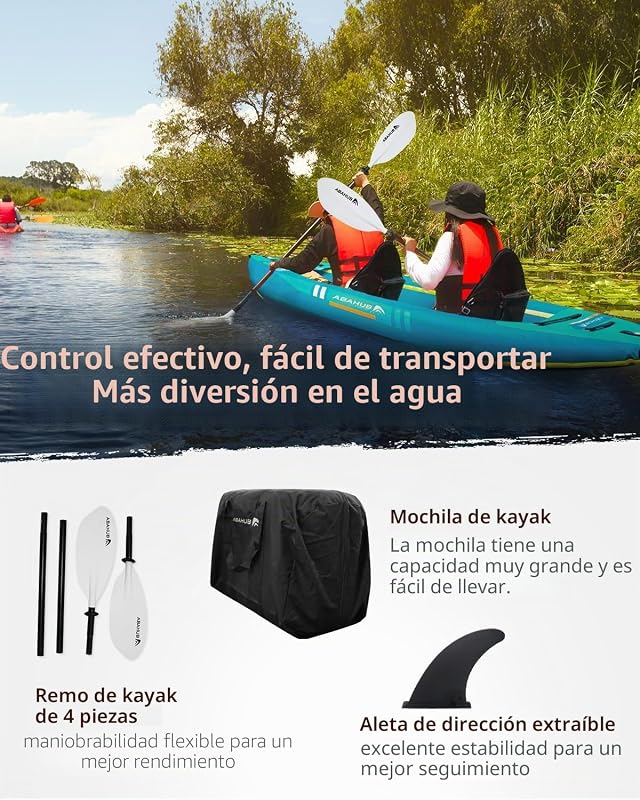 Kayak Hinchable 420cm para 2 Persona 2 Lugar 420x89x23cm Azul