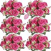 ASTRYAS 8Pcs Artificial Flowers Fake Peonies Silk Peony Bouquet Faux Flowers Bulk Arrangements for Decoration Vase Florals Arrangements Wedding Home Party Table Hot Pink