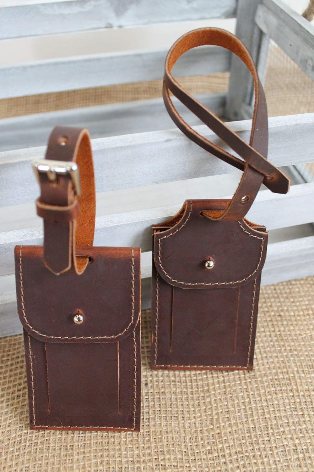 leather luggage tag monogram