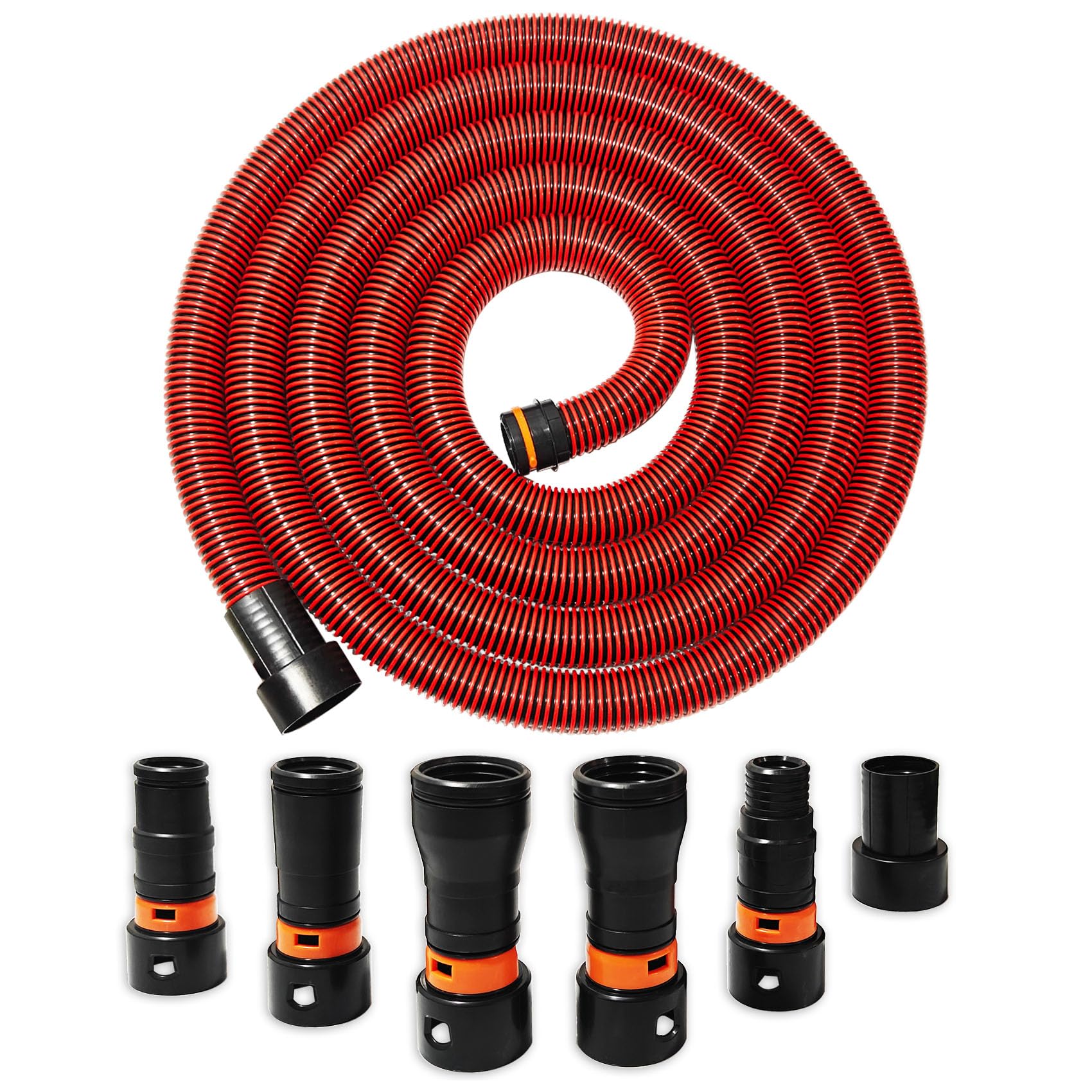 Photo 1 of 10FT Shop Vac Hose, Dust Collection Hose Kit for Home&Shop Vacuums System with 6 Adapters for Woodworking Power Tool & Sander, Compatible with festool/dewalt/bosch/ryobi/makita, etc Most Multi-Brands