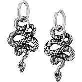 Sacina Gothic Punk Snake Earrings Dangle, Goth Emo Punk Grunge Earrings, Costume Goth Jewelry, Christmas Jewelry Gift for Women
