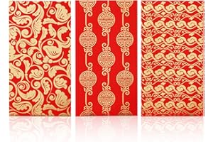 Granhoolm 36 pack Red Envelopes Chinese 2025 Snake Year,Chinese New Year Red Envelopes,Chinese Red money envelopes for cash,Red envelopes chinese new year,6.7 x 3.5 in(Gold Pattern)