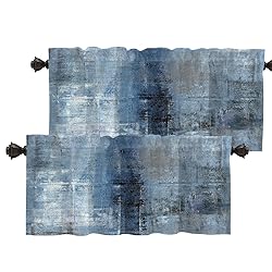 Batmerry Blue Abstract Grey Valance Curtains, Grey