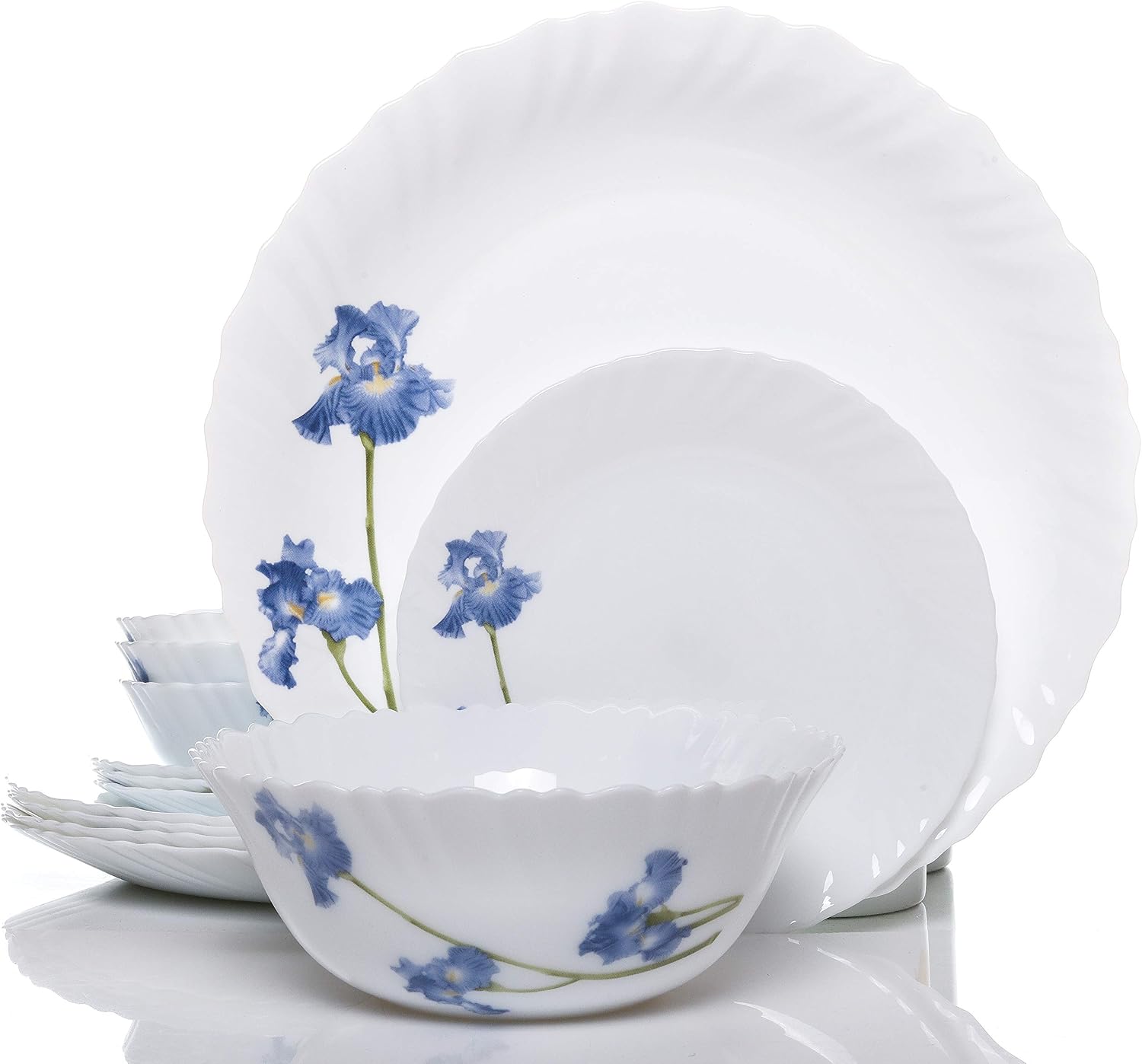 Buy LaOpala Dinnerware Set Novo Segment Blue Orchids Opalware 23 Piece