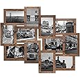 JERRY & MAGGIE - Photo Frame 19x22 White Black Picture Frame Selfie Gallery Collage Wall Hanging for 6x4 Photo - 12 Photo Sockets - Wall Mounting Design (Golden | 12 Sockets)