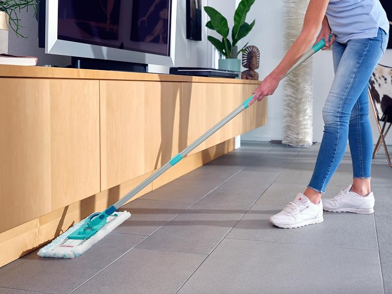 Leifheit Profi XL micro duo mop com vara de aço, mopa flexível com junta giratória, mop mop para grandes superfícies