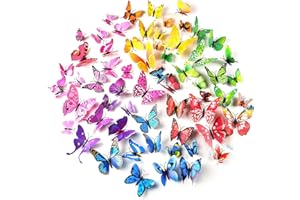 TUPARKA 72 Pcs 3D Butterfly Wall Stickers Butterflies Girls Bedroom Decorations Accessories, Wall Art Decor Crafts for Home D