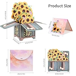 Giiffu 3D Sunflower Pop-Up Greeting Card with