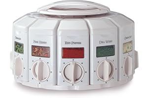 KitchenArt Spice Rack, Select-A-Spice Auto-Measure Rotating Spice Rack, White, 12 Compartments