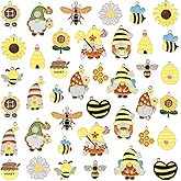 MEDIHOOL 40Pcs Cartoon Enamel Bee Charms Set, 20 Styles Assorted Honeybee Honeycomb & Gnome Alloy Pendants for Jewelry Making Crafts DIY Necklace Bracelet Keychain Crafting Charms Kit