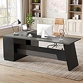 LITTLE TREE L-Shaped Desk with Storage, 78" Modern Executive Office Desk with Drawers, Large Computer Desk with File Cabinet