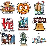 Tellegloww 18 Pcs Philadelphia Fridge Magnet City Refrigerator Stickers | Stainless Steel, City Souvenir Gifts, Magnetic Refrigerator Magnets, Vintage Home Decoration Accessories, 9 Styles