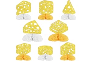 Cheese Themed Party Decorations, 8Pcs Glitter Yellow Cheese theme Honeycomb Centerpieces, Cheese Table Topper Decorations for