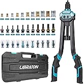 Libraton 16" Rivet Nut Tool, Rivet Nut Gun, Hand Rivet Nut Setter with 110PCS Rivet Nuts, 11PCS Metric & SAE Interchangeable