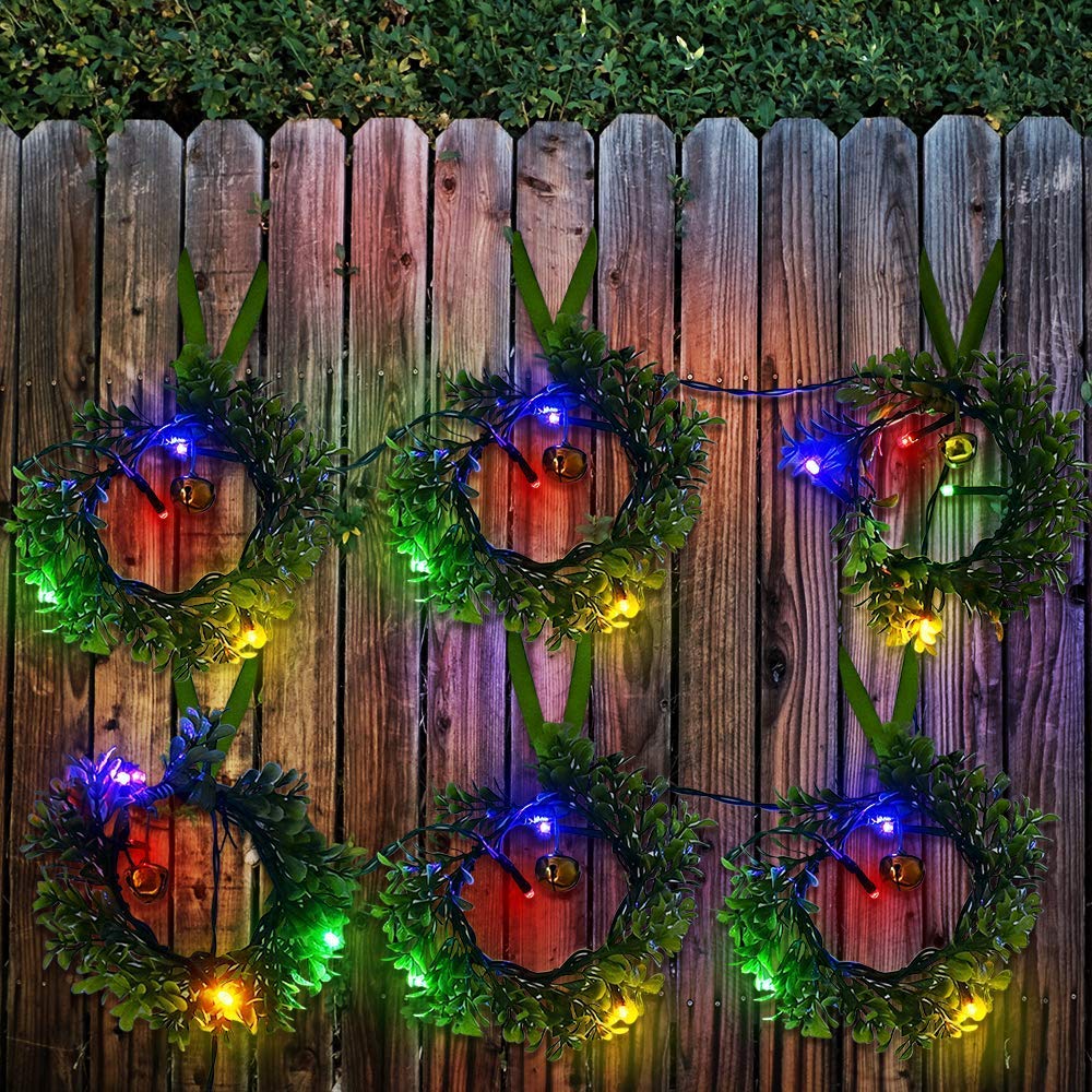 DOLUCKY LED String Lights, Outdoor Waterproof Wreaths Christmas Lights, Decorative Multicolor Battery Powered LED Fairy Lights for Indoor Wedding Party Windows Fence Gardens Homes(2 Packs)