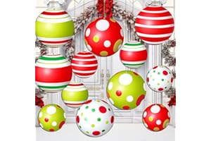 DERTE 12 Pcs Outdoor Christmas Yard Ornaments Large Christmas Yard Decoration 12 Inch/10 Inch Double Sided Cardboard Outdoor Christmas Decor for Xmas Tree Porch