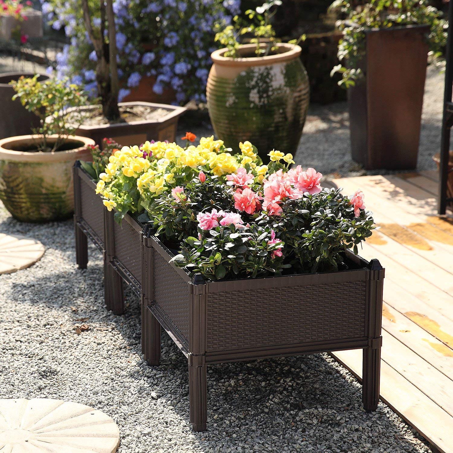 ComSaf Huerto Urbano Kit Planter Marrón Cuadrado Paquete de 2 ...