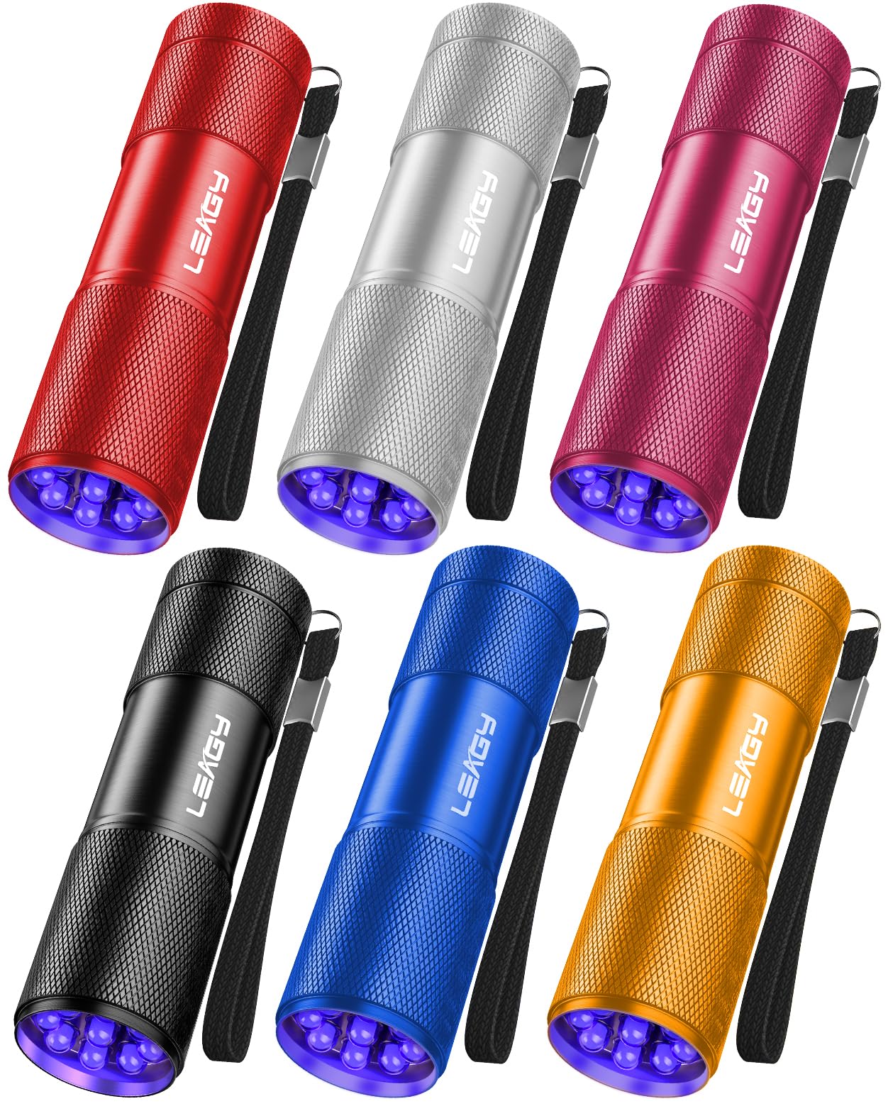 LEAGY 6 Pack UV Ultra Violet Blacklight 9 LED Flashlight Torch Light Outdoors Etc โ image 1