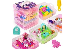 AGENTLAN Stackable Sensory Bin, Unicorn & Pet Sensory Sand, Unicorn and Pet Sandbox with Play Sand for Toddlers Boys and Girls, Kids Toys Gift for Age 3 4 5 6 7 8+