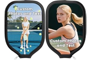 Personalized Pickleball Paddle Covers, Custom Universal Case Zippered Racket Sleeve with Photo Text, Neoprene Paddle Cover, P