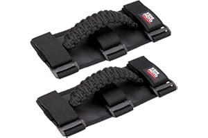 KEMIMOTO Roll Bar Grab Handles for UTV, ATV & SXS - Black Breathable Paracord Enhanced Hand Grips, 2Pack, Fits 1.5" to 2" Rol