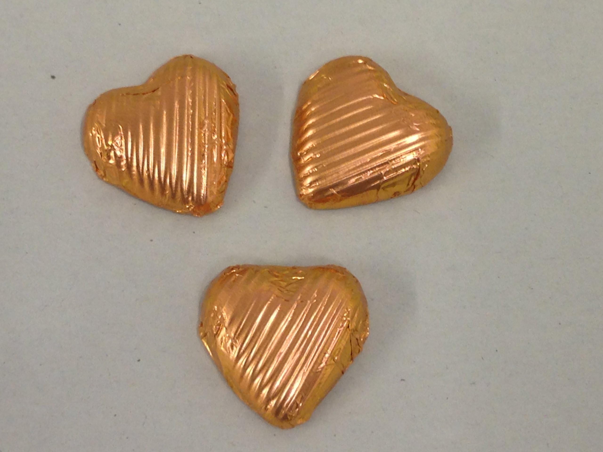 Copper Foil Covered Chocolate Hearts x 50