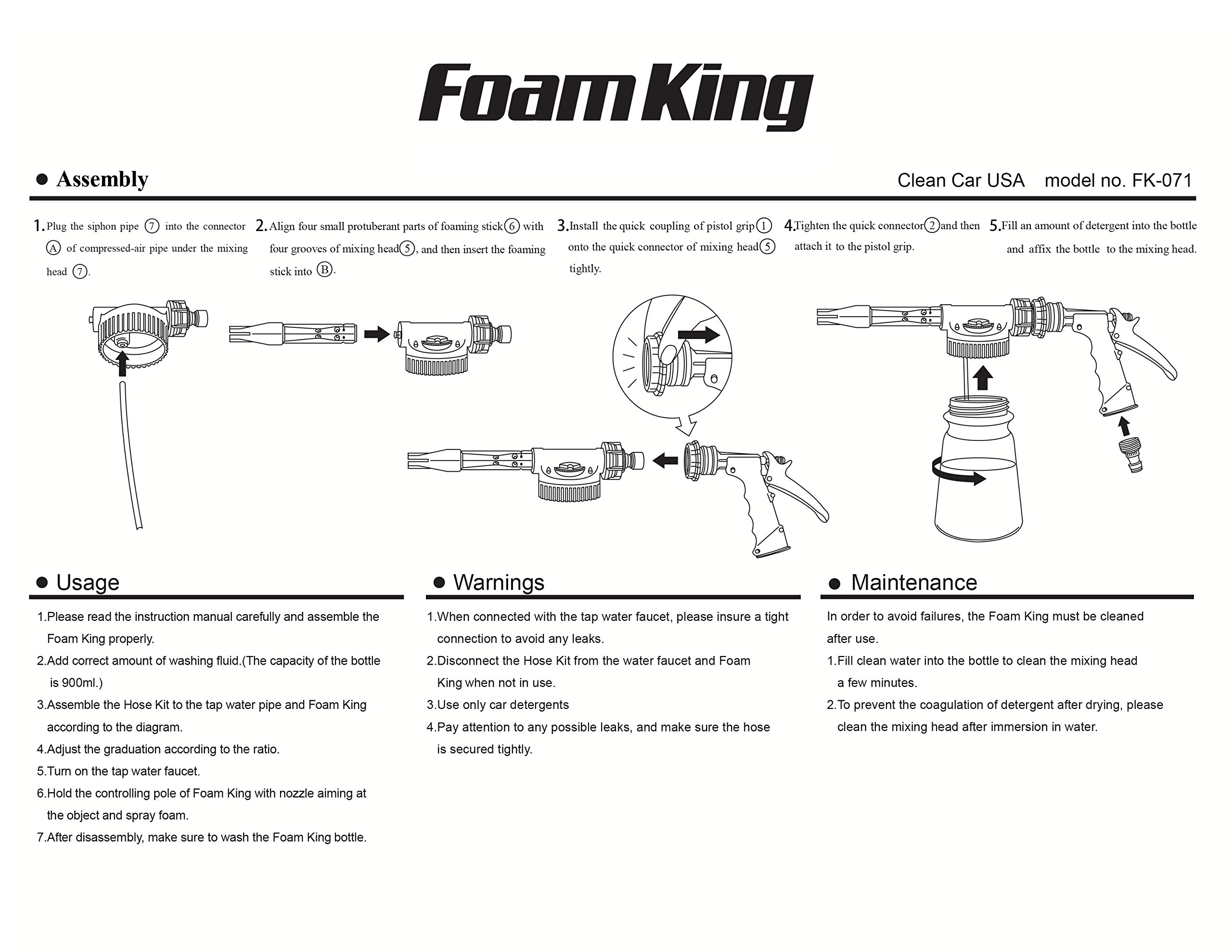 Foam King The King of Suds Deluxe Car Wash Sprayer Car Foam Gun