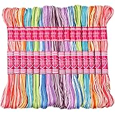 Dercuy 16 Skeins Embroidery Thread, 8 Color Cross Stitch Thread | Embroidery Floss for Friendship Bracelet String Including Plastic Floss Bobbins, for DIY Making, Embroidery Crafts