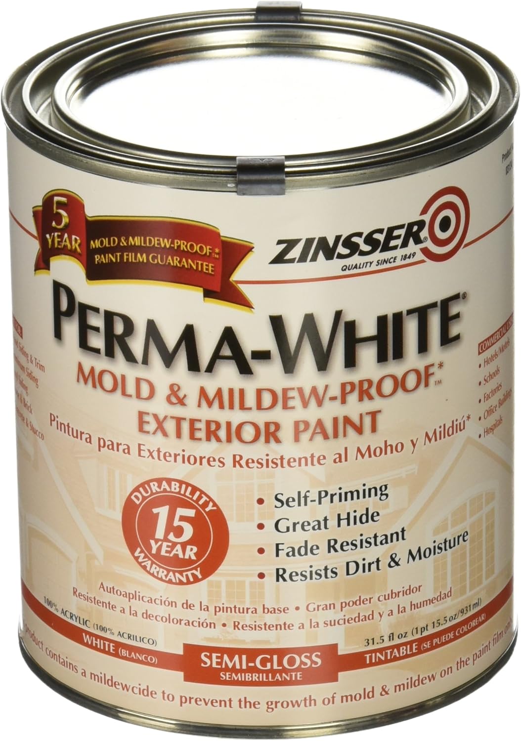 RustOleum Zinsser 31.5 fl oz. PermaWhite Exterior Semi