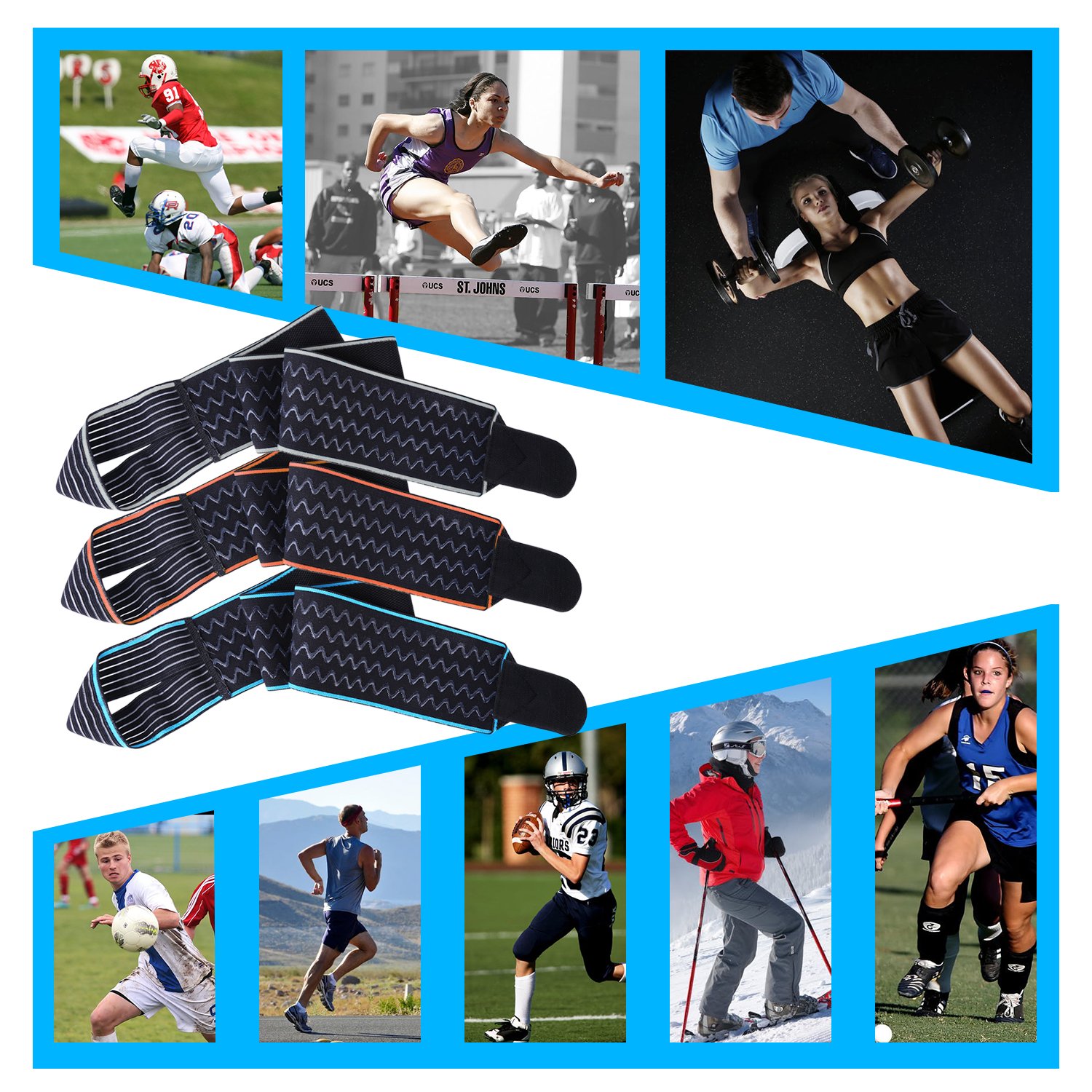 Breathable Ankle Support, eNilecor Adjustable Ankle Brace Elastic Foot Straps Support for Running, Football, Achilles Tendon Pain Support, Arthritic Pain Relief, Protection Against Reinjury (Blue)