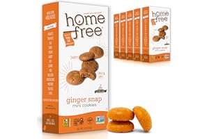 Homefree Mini Ginger Snap Cookies, Gluten Free, Nut Free, Vegan, School Safe and Allergy Friendly Snack, 5 oz. (Pack of 6)