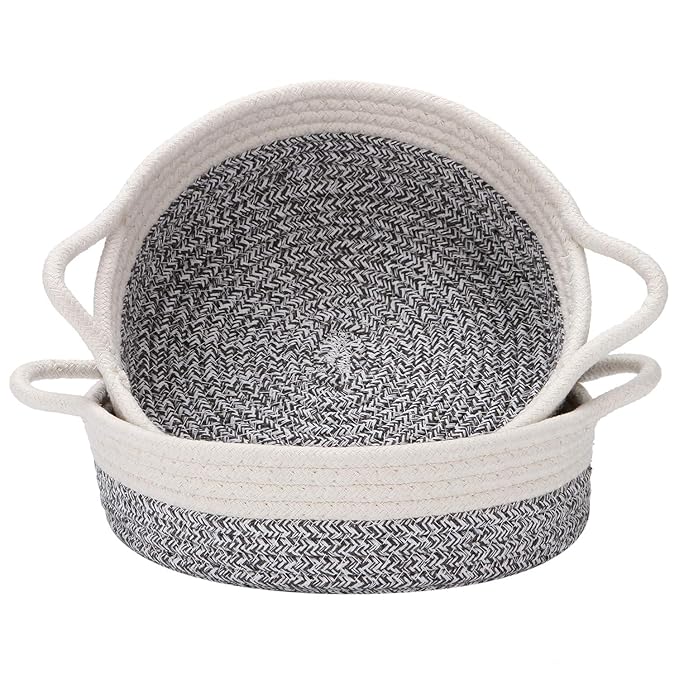 Sea Team 2Pack Cotton Rope Baskets, 10 x 3 Inches Small