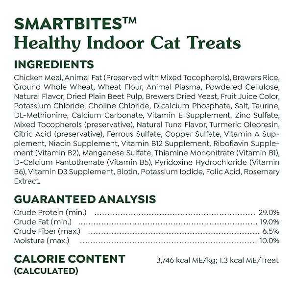 GREENIES FELINE SMARTBITES, CAT TREATS HEALTHY RECIPE, INDOOR CAT TREATS, TUNA FLAVOR, 16 OZ. TUB
