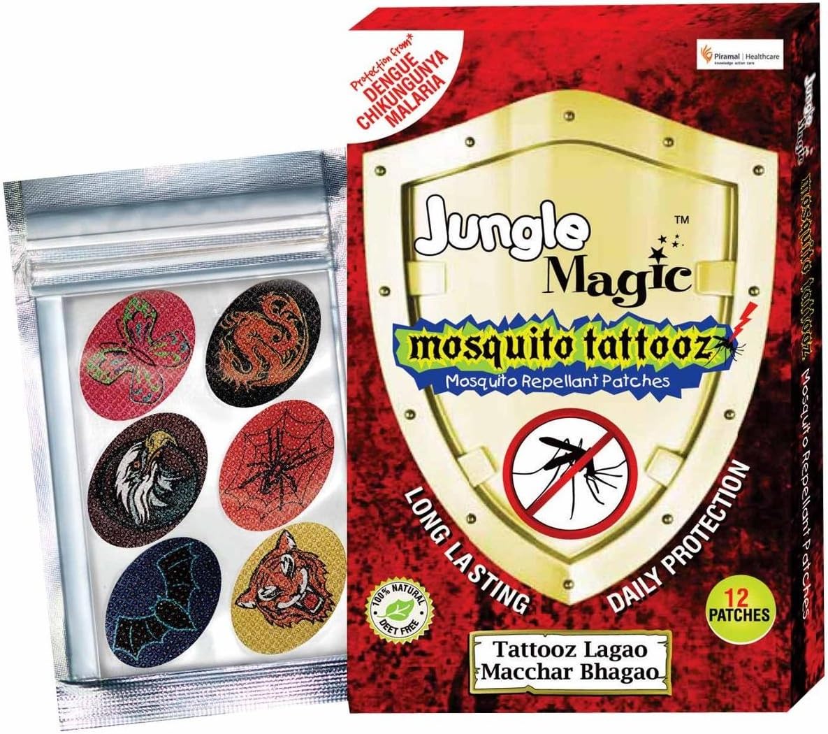 Jungle Magic Mosquito Tattoo - 12 patches