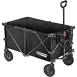 VIVOSUN Heavy Duty Collapsible Folding Wagon Utility Outdoor Camping Garden Cart with Universal Wheels & Adjustable Handle, B